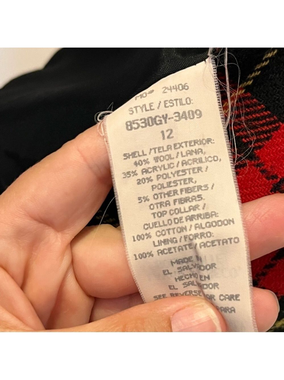 Vintage Sag Harbor Tartan Plaid Wool Blend Blazer Jacket Academia Collegiate Lg - Picture 8 of 10